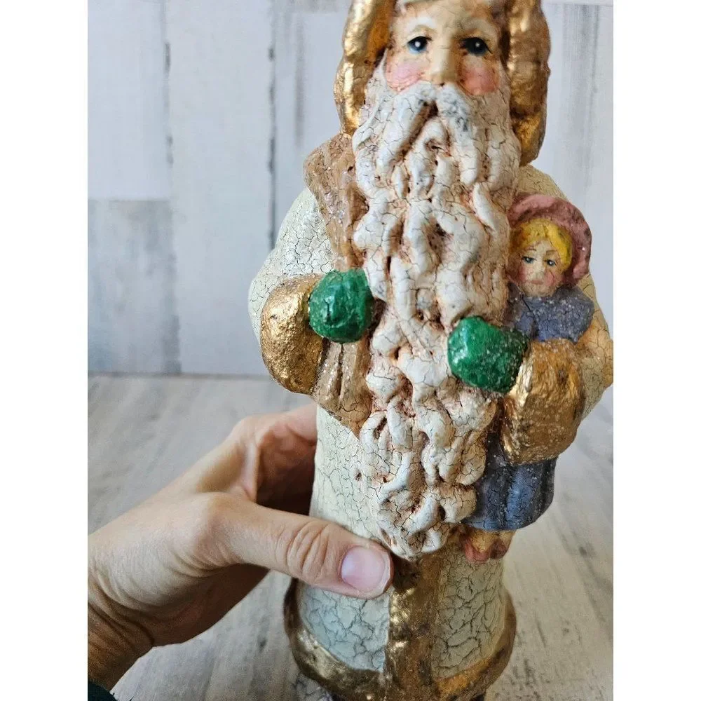 Midwest cannon falls shabby chic Santa crackled toys glitter decor large 12